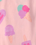 Toddler Girl Ice Cream 100% Cotton Short-Sleeve Snug Fit 2-Piece Pajama Set - Pink, image 2 of 3 slides