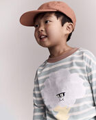 Toddler Striped Storm Long-Sleeve Relaxed Graphic Tee - Teal, image 1 of 6 slides