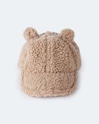 Toddler Bear Sherpa Baseball Hat - Tan, image 2 of 5 slides