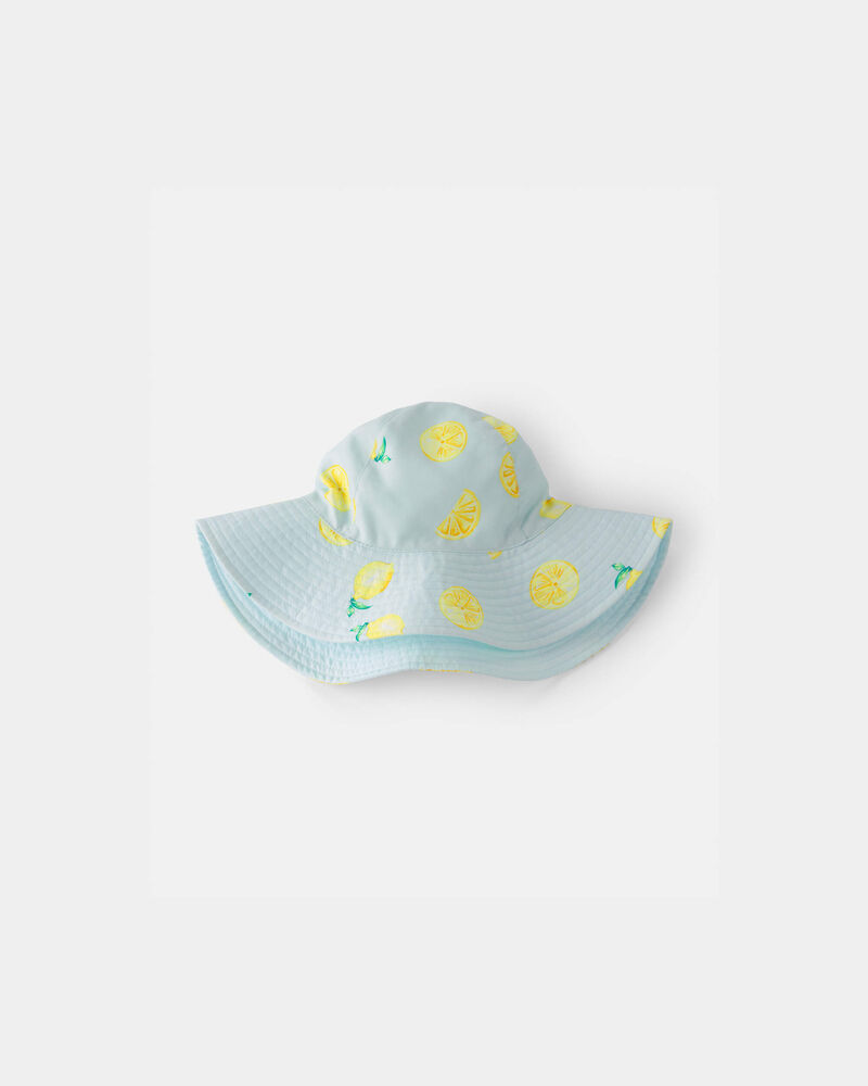Toddler Girl Reversible Lemon Swim Hat - Blue, image 1 of 4 slides