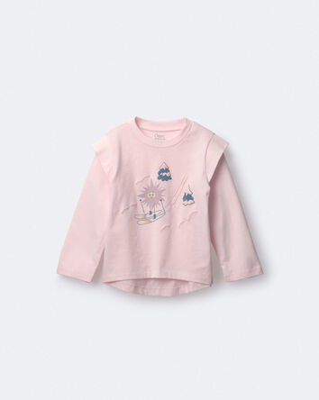 Toddler Girl Skiing Squish Long-Sleeve Top - Light Pink, 