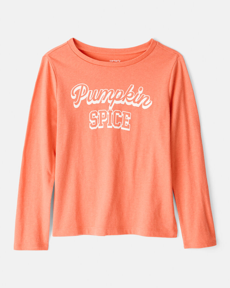 Girls Pumpkin Spice Long-Sleeve Graphic Tee - Orange, image 1 of 3 slides