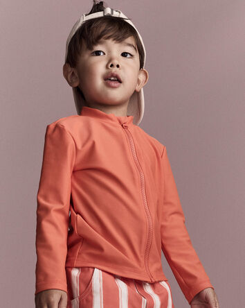 Toddler Full-Zip Long-Sleeve Rashguard - Orange, 