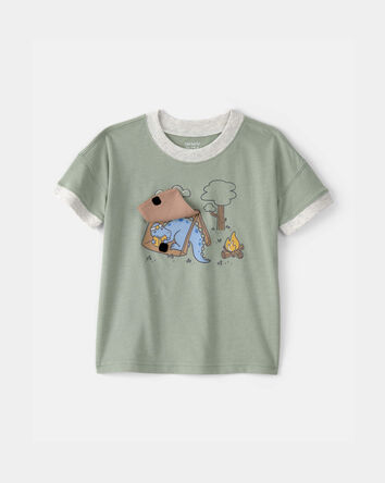 Toddler Boy Camping Dinosaur Graphic Tee - Green, 