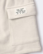 Toddler Boy French Terry Cargo Short with Pockets - Cream, image 7 of 7 slides