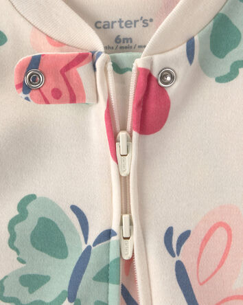 Baby Girl Butterfly Snug Fit Sleep & Play Pajamas - Ivory, 