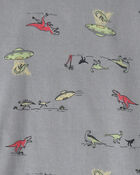 Boys Dinosaur 100% Cotton Snug Fit 4-Piece Pajama Set - Green/Grey, image 3 of 5 slides