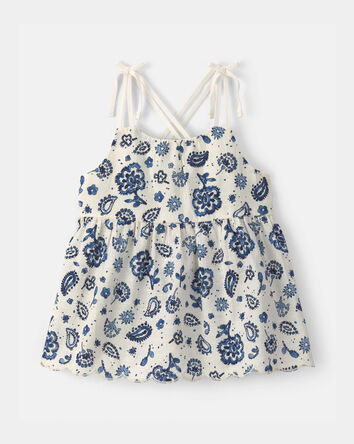 Toddler Girl Paisley Tank Top - Blue/Ivory, 