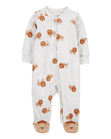 Baby Boy Lion Fleece Zip-Up Footie Sleep & Play Pajamas, 