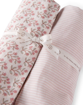 Baby Girl 2-Pack Organic Cotton Muslin Swaddle Blankets, 