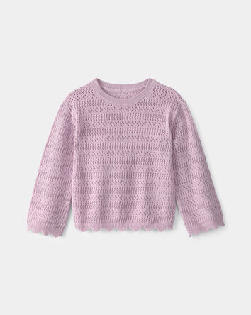 Toddler Girl Scalloped Sweater - Purple, 