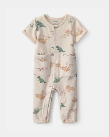 Baby Boy Dinosaur Jumpsuit - Ivory, 