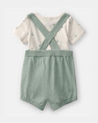 Baby 2-Piece Sailboat Overall Set - Green/Ivory, image 3 of 6 slides