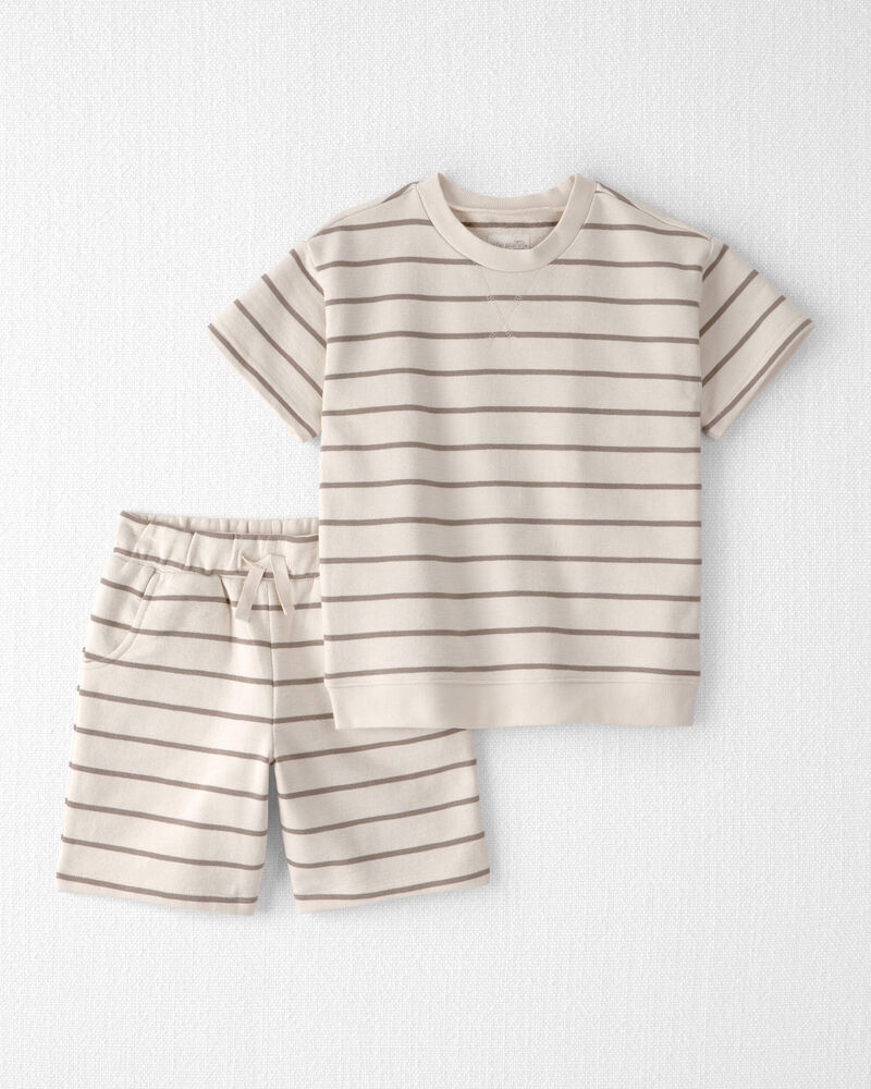 Kids 2-Piece Organic Cotton Top & Short Set in Stripes, image 1 of 5 slides
