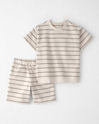 Kids 2-Piece Organic Cotton Top & Short Set in Stripes, image 1 of 5 slides