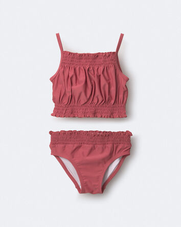 Toddler Girl Smocked Tankini Set - Rose, 