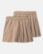 Girls 2-Pack Uniform Ponte Skort - Khaki, image 1 of 4 slides
