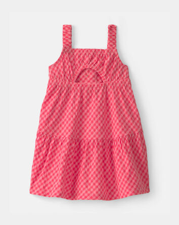 Baby Girl Gingham Tiered Dress - Coral, 