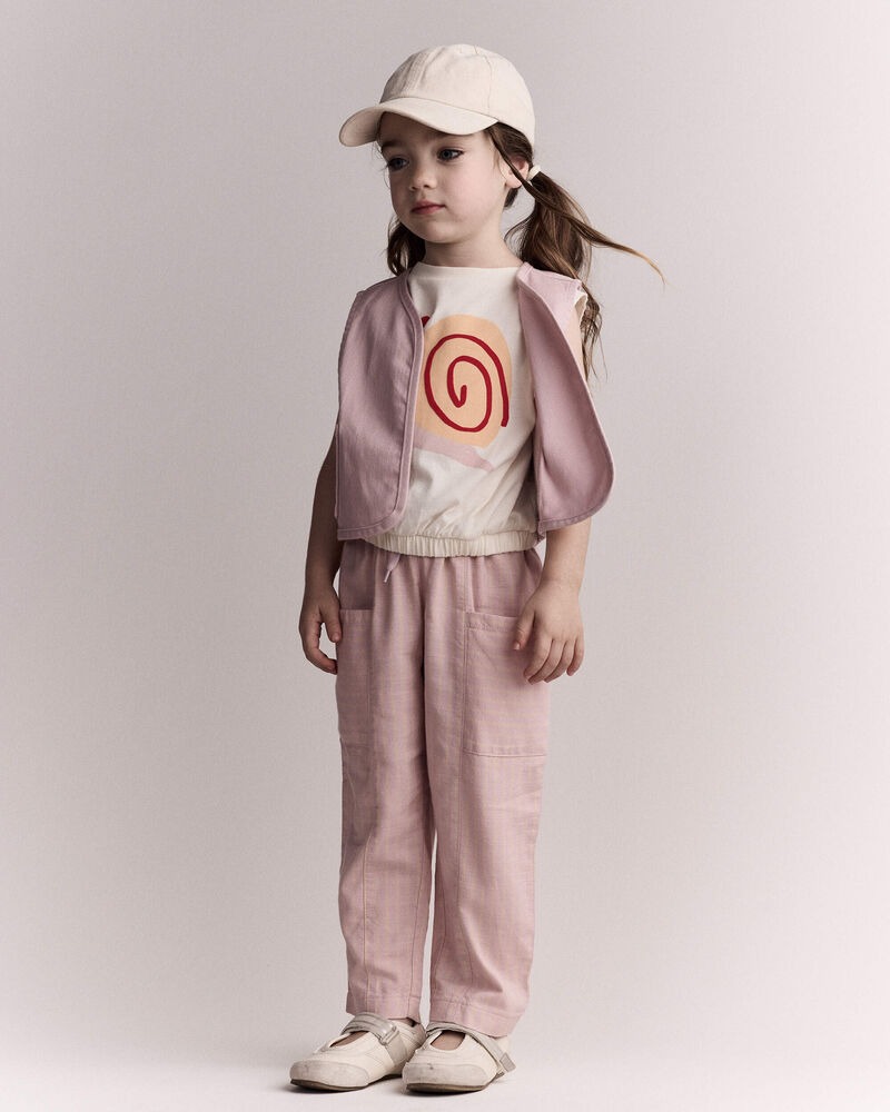 Toddler Girl Cropped Vest with Otter Pockets - Light Pink, image 5 of 6 slides