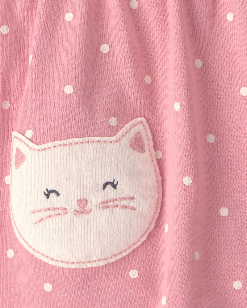 Baby Girl Kitten Bodysuit Dress - Pink, image 2 of 3 slides