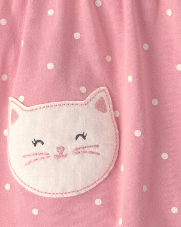 Baby Girl Kitten Bodysuit Dress - Pink, 