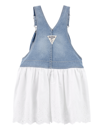 Baby Girl Denim Eyelet Jumper Dress, 