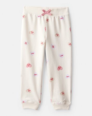Toddler Girl Candy Heart French Terry Pullover & Pant Set - Cream, 