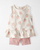 Baby Girl 2-Piece Top & Short Set Made with Organic Cotton in Strawberry Print, image 1 of 5 slides