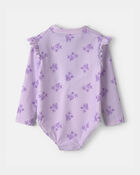 Baby Girl Sea Animal 1-Piece Rashguard Swimsuit - Purple, image 2 of 5 slides