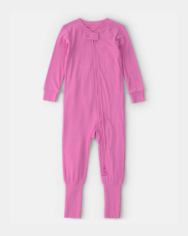 Baby Girl PurelySoft Snug Fit 1-Piece Pajama - Pink, image 2 of 9 slides