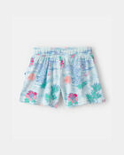 Girls Palm Floral Gauze Shorts - Blue, image 2 of 4 slides
