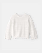 Toddler Girl Scalloped Sweater - Ivory, image 1 of 3 slides