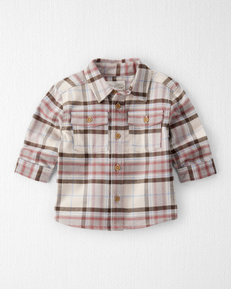 Baby Boy Organic Cotton Button-Front Flannel, image 1 of 4 slides