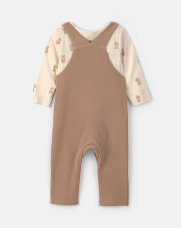 Baby 2-Piece Bear Long-Sleeve Overall Set - Brown, 