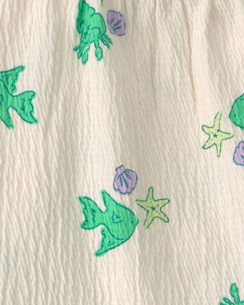 Toddler Girl 2-Piece Fish Ruffle Top & Short Set - Green/Ivory, image 3 of 5 slides