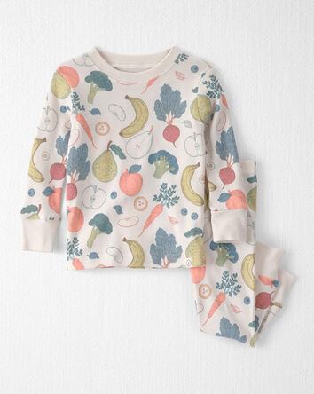 Baby 2-Piece Organic Cotton Ribbed Pajama Set in Veggie Fruit Print, 