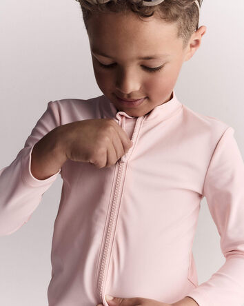 Toddler Full-Zip Long-Sleeve Rashguard - Light Pink, 