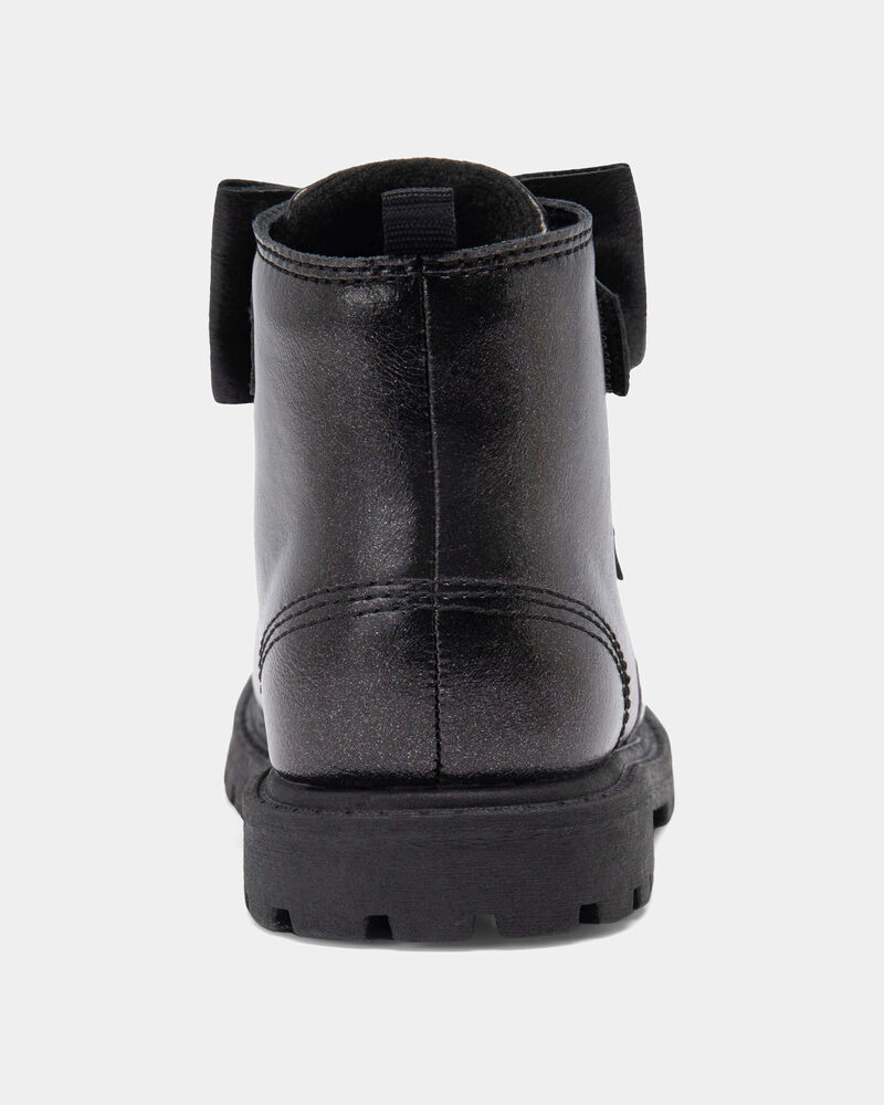 Toddler Girl Bow Ankle Boots - Black, image 3 of 6 slides