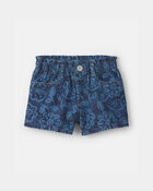 Toddler Girl Floral Denim Shorts - Dark Wash, image 1 of 4 slides