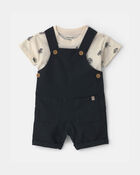 Baby Boy 2-Piece Beach Overall Set - Black/Ivory, image 1 of 6 slides