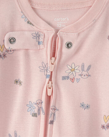 Baby Girl Easter Bunny 100% Cotton Snug Fit 1-Piece Pajama - Pink, 