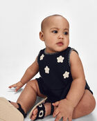 Baby Girl 2-Piece Floral Embroidered Top & Short Set - Black, image 2 of 6 slides