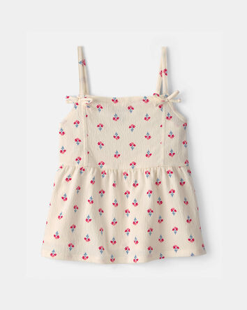 Girls Floral Tank Top - Ivory/Red, 