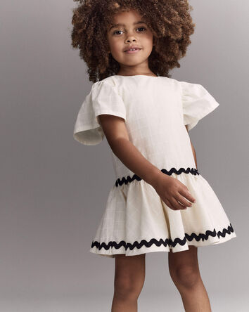 Toddler Girl Ric-Rac Short-Sleeve Dropwaist Dress - Cream, 