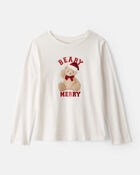Girls Berry Merry Long-Sleeve Graphic Tee - Cream, image 1 of 3 slides