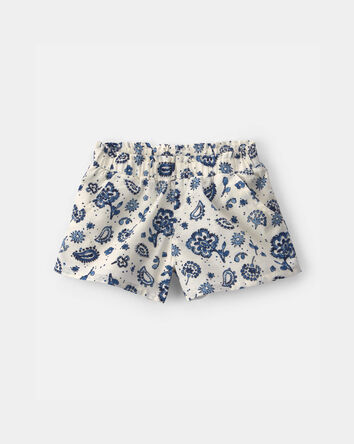 Toddler Girl Paisley Shorts - Blue/Ivory, 