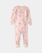 Toddler Girl Easter Bunny 100% Cotton Snug Fit 1-Piece Pajama - Pink, image 1 of 4 slides
