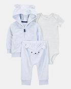 Baby 3-Piece Dog Little Cardigan Set - Blue, image 1 of 5 slides