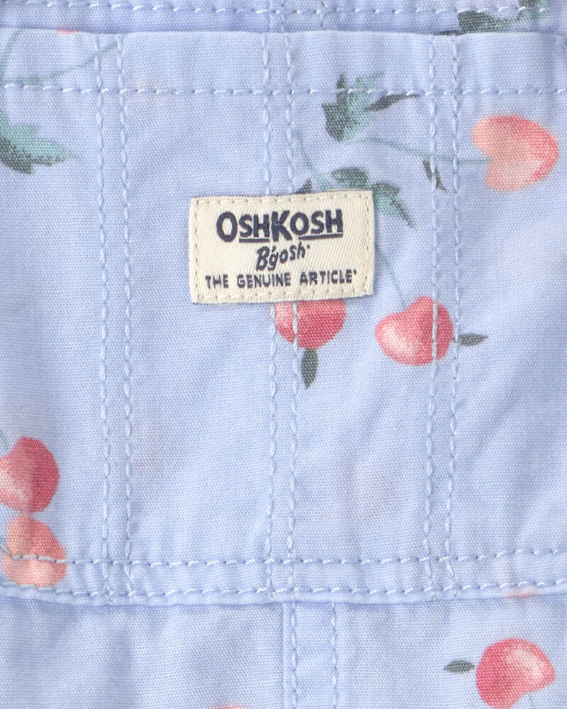 Baby Girl Cherry Canvas Shortall - Blue, image 3 of 4 slides