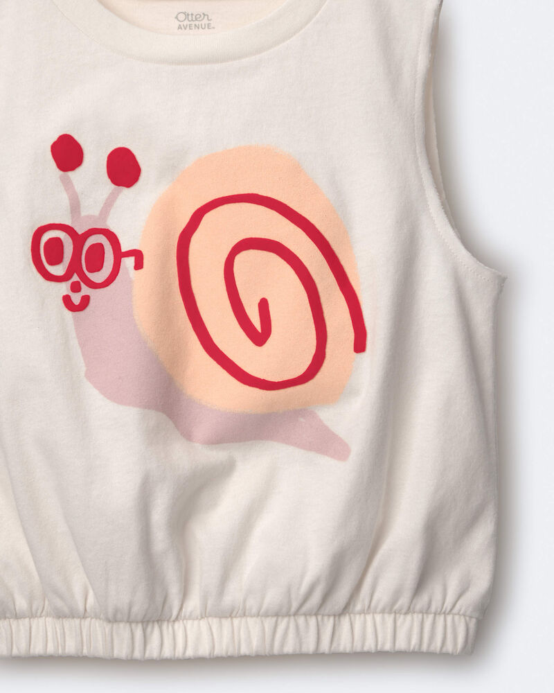 Toddler Girl Snail Elastic Waist Tank - Cream, image 6 of 6 slides